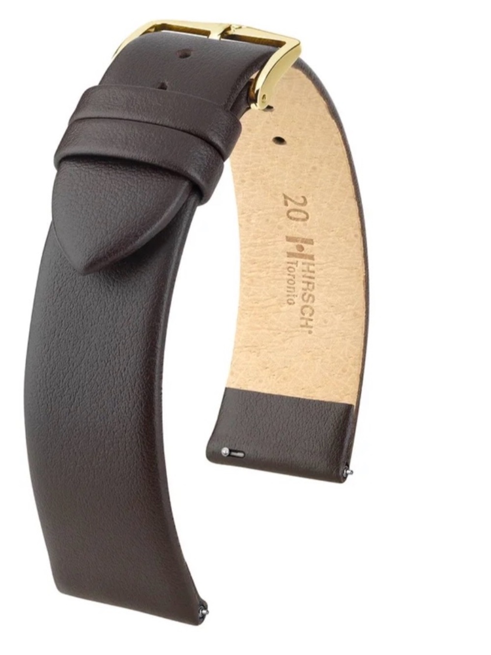• Hirsch Toronto Black Leather Watch Strap with Gold Buckle •